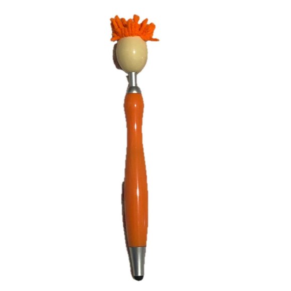2/$10 Mop Head Orange Plastic Ballpoint Pen Stylus Screen Cleaner Smiling Face - Picture 3 of 5